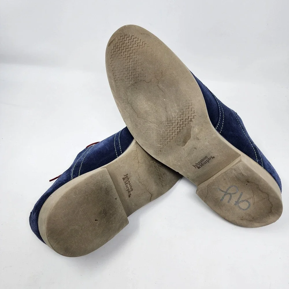 Johnston & Murphy Ellington Oxfords Shoes Men's 11.5M Blue Suede